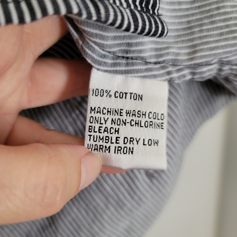Talbots Top M Medium Stripe Button Up Black 3/4 Sleeve - Picture 8 of 8